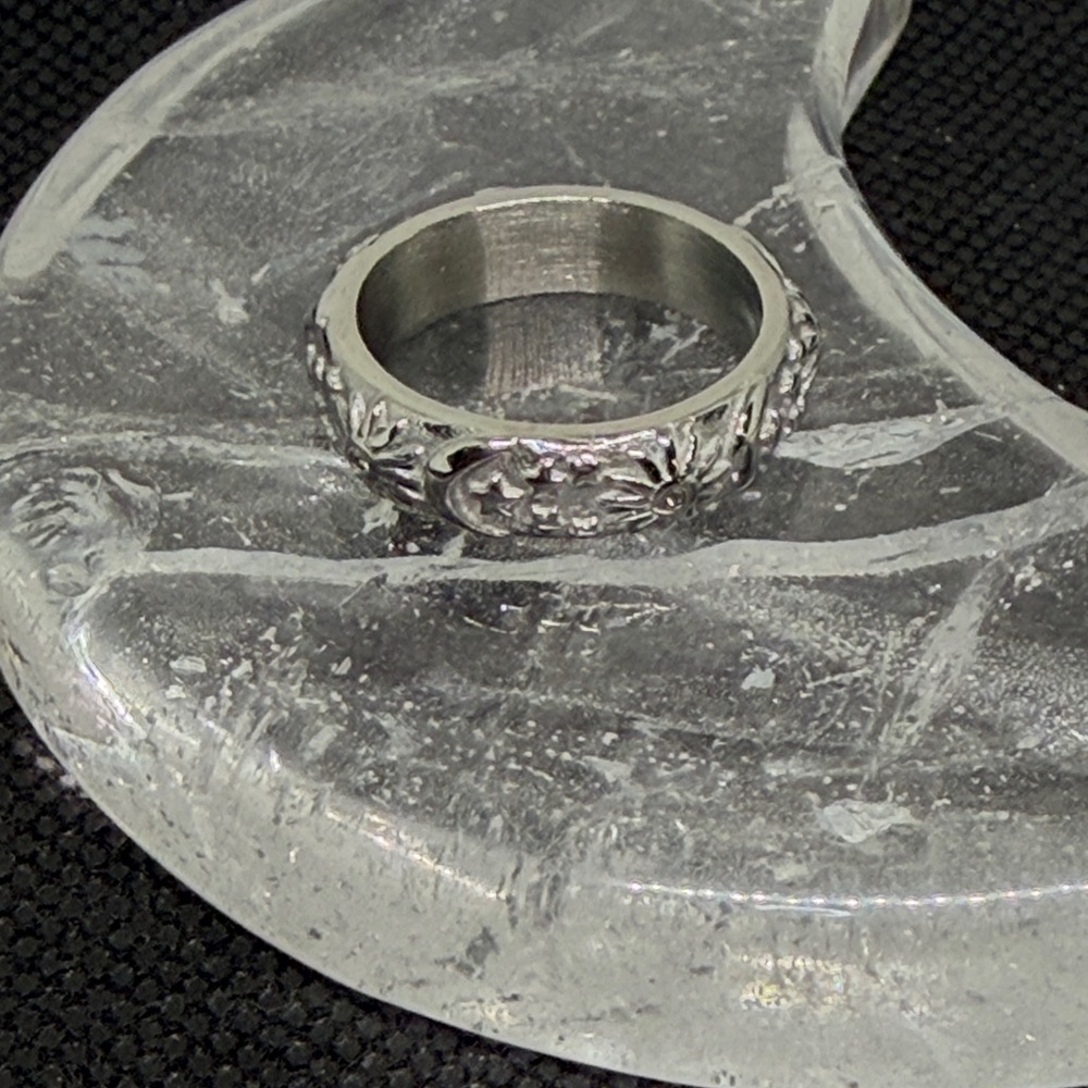 18k White Gold P Sun, Stars, and Moons Ring with CZ’s